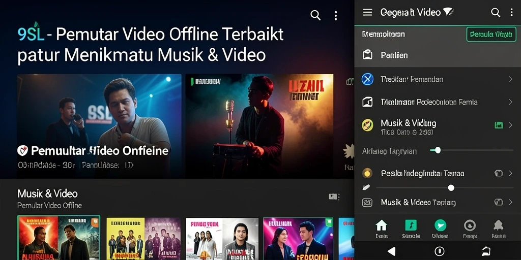 Antarmuka aplikasi Pemutar Video Offline 9SL yang menarik dan fungsional.