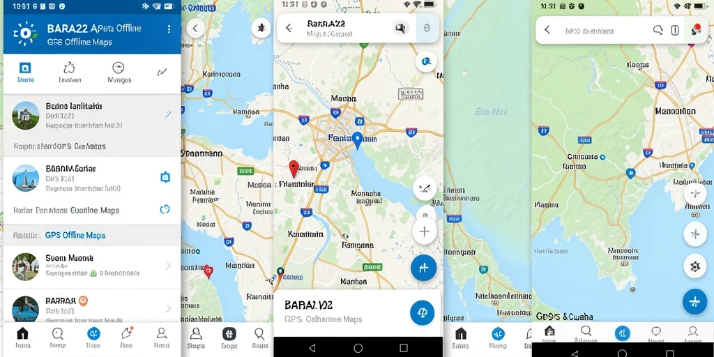 Antarmuka BARA22 dengan peta GPS Offline yang interaktif.