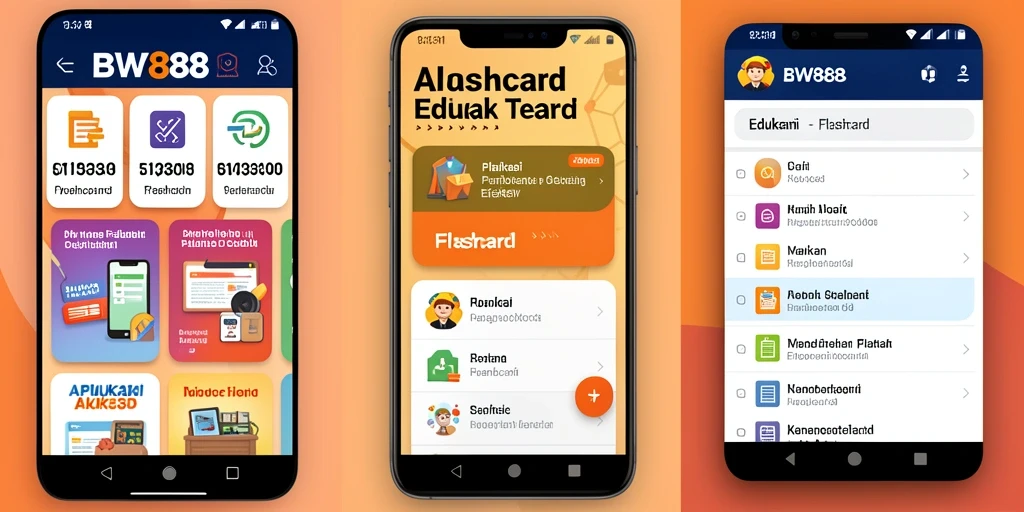 Antarmuka BW888 yang user-friendly untuk aplikasi Flashcard.
