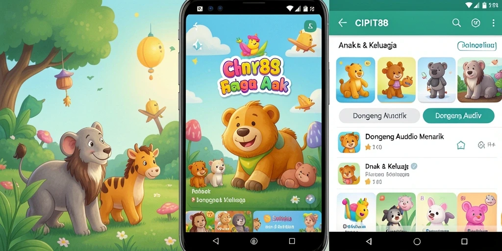 Tampilan antarmuka CIPIT88 dengan pilihan dongeng audio.