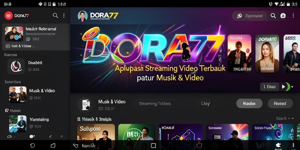 Antarmuka pengguna DORA77 untuk streaming video berkualitas tinggi.