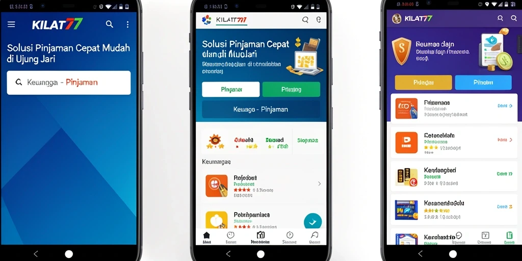 Screenshot antarmuka aplikasi KILAT77 yang menampilkan fitur Pinjaman.